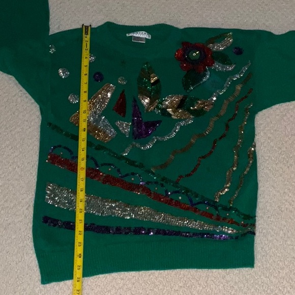 Western Collection Ramie & Cotton Sequined Crew Neck Sweater Medium - Picture 10 of 15